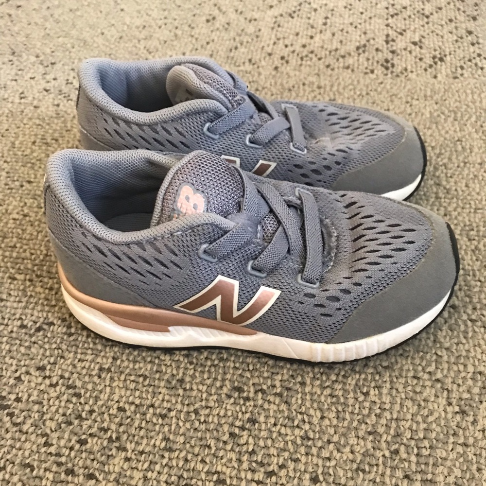 New Balance Kids' Gray and Rose Gold Athletic Sneakers
